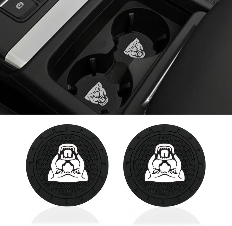 JULOPO 2 Pcs Black car Cup Holder Coaster Compatible with Jaguar XE XEL XF XFL XJ F-PACE F-Type 2.75 Inch Silicone Anti-Slip Fashion car Interior Accessories - Image 1